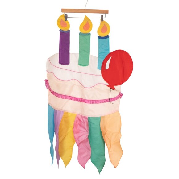 Windsculpts Birthday Cake WindSock Hanging Flag Candles Balloons Party Streamers - Picture 2 of 7